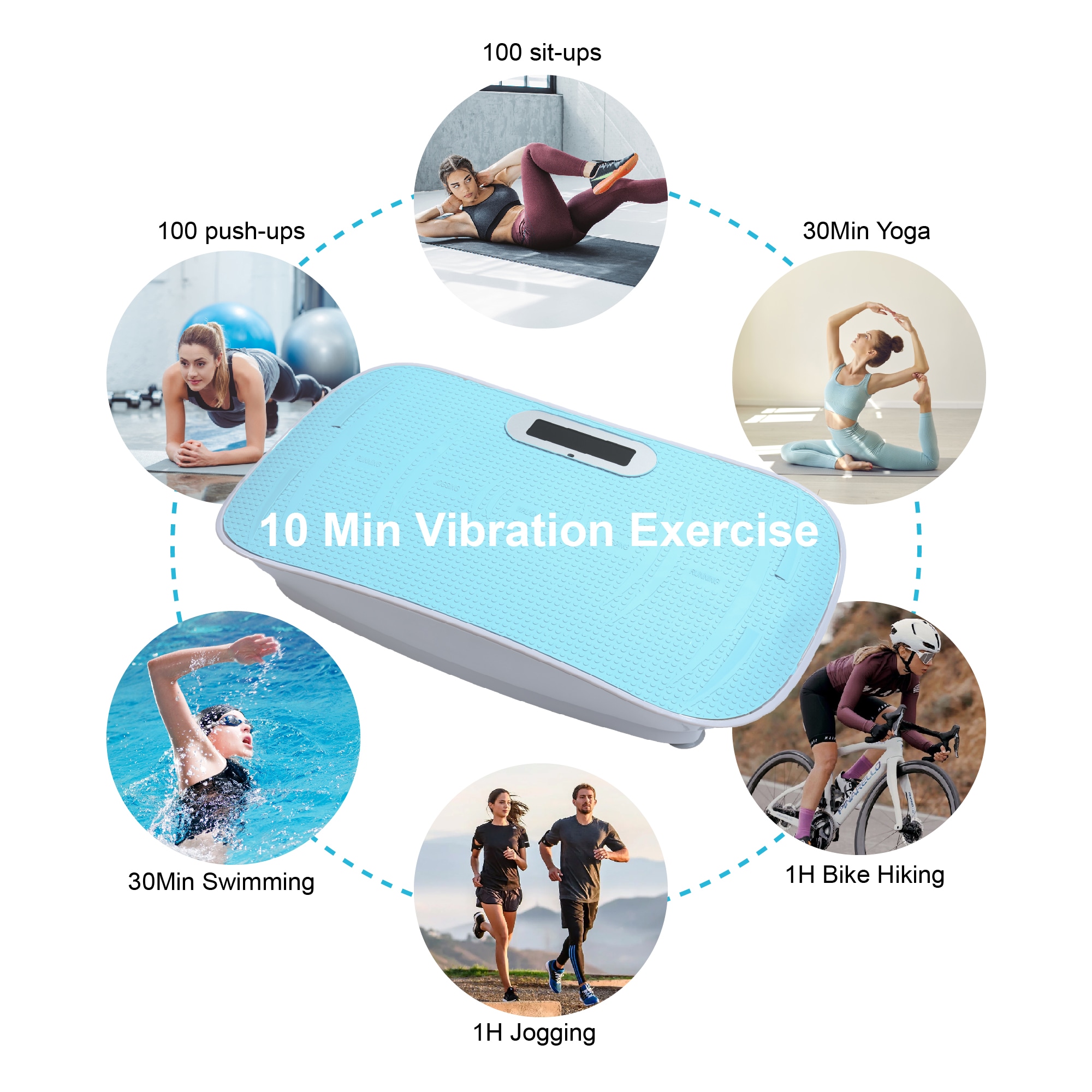 Full Body Vibration Platform Crazy Fitness Massage 10-Frequency Weight Loss & Fat Burner Shaking Machine For Unisex Blue_voghion.com